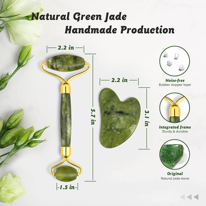 Jade Roller & Gua Sha Set, Face Roller, Cotify Anti-Aging Facial Roller, Natural Green Jade Beauty Massager Tool, Skin Care Tool for Face, Neck, Eye to Reduce Wrinkles and Relax Body Muscles Health & Beauty > Personal Care > Cosmetics > Cosmetic Tools > Skin Care Tools COTIFY   