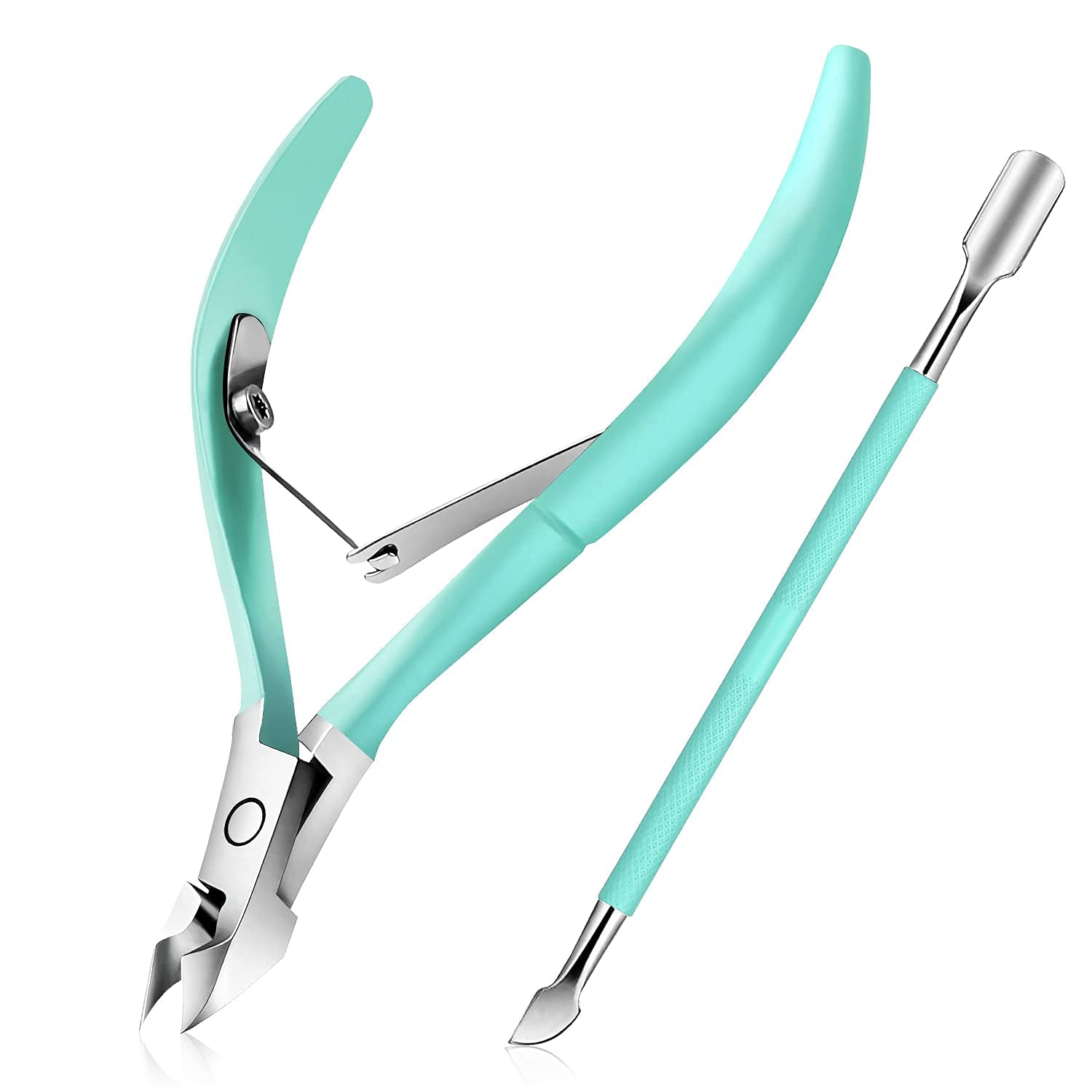 Cuticle Trimmer with Cuticle Pusher, Easkep Cuticle Remover Cuticle Nipper Professional Stainless Steel Cuticle Cutter Clipper Pedicure Manicure Tools for Fingernails and Toenails (D501-Black) Health & Beauty > Personal Care > Cosmetics > Cosmetic Tools > Nail Tools Easkep D501-Green  