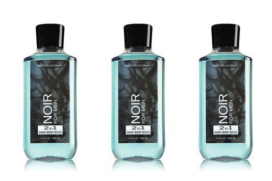 Lot of 3 Bath Body Works Noir for Men 10.0 Oz 2 in 1 Hair Body Wash Health & Beauty > Personal Care > Cosmetics > Bath & Body Bath & Body Works   