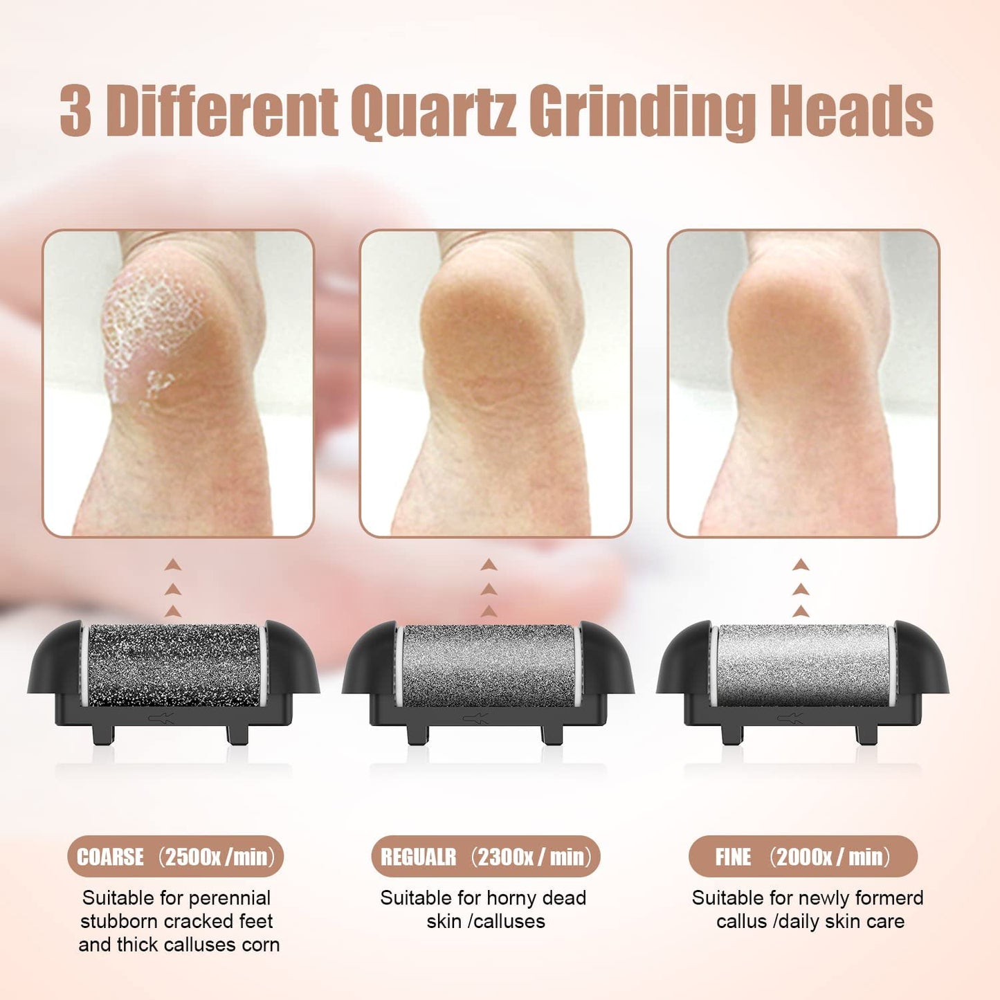 Electric Foot File Callus Remover for Feet, Rechargeable Pedicure Kit Foot Care with 3 Speed, Callus Remover Kit with 3 Roller Heads, Battery LCD Display for Remove Cracked Heels Calluses&Hard Skin Health & Beauty > Personal Care > Foot Care AdamPark   