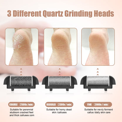 Electric Foot File Callus Remover for Feet, Rechargeable Pedicure Kit Foot Care with 3 Speed, Callus Remover Kit with 3 Roller Heads, Battery LCD Display for Remove Cracked Heels Calluses&Hard Skin Health & Beauty > Personal Care > Foot Care AdamPark   