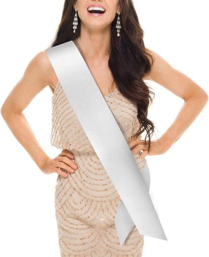 Timnod 4 Pack Premium White Blank Satin Sash , Plain Sash , Pageant Sash , DIY Sash for Party Decorations, Wedding ,Halloween , Etc ( 4 Pins Included ) (White) Apparel & Accessories > Clothing Accessories > Sashes Timnod White  