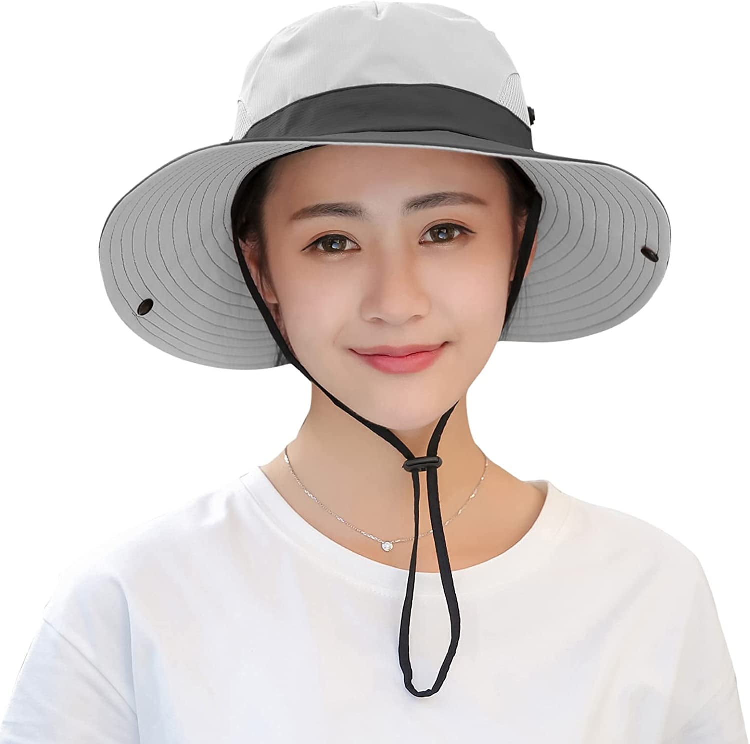 Muryobao Women'S Ponytail Sun Hat UV Protection Foldable Mesh Wide Brim Beach Fishing Hat Apparel & Accessories > Clothing Accessories > Hats Muryobao   