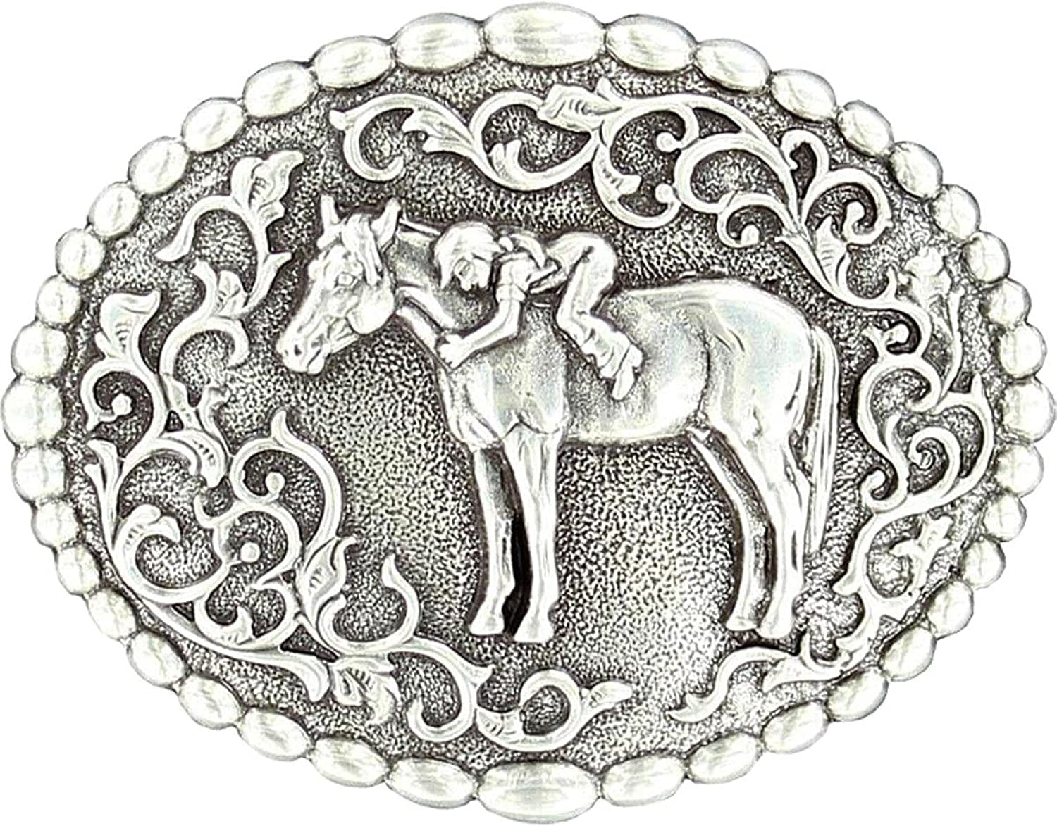 Nocona Girl'S Young Girl on Horse Belt Buckle, Silver, OS Apparel & Accessories > Clothing Accessories > Belts Nocona Boots   