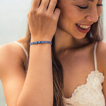 Boho Surfer Bracelet Women & Men - Braided Summer Beach Bracelet - Handmade Festival Accessories - Thin Friendship Bracelets - 100% Waterproof & Adjustable - Ethnic Hippie Style Jewelry (Blue-White) Apparel & Accessories > Jewelry > Bracelets Made by Nami   