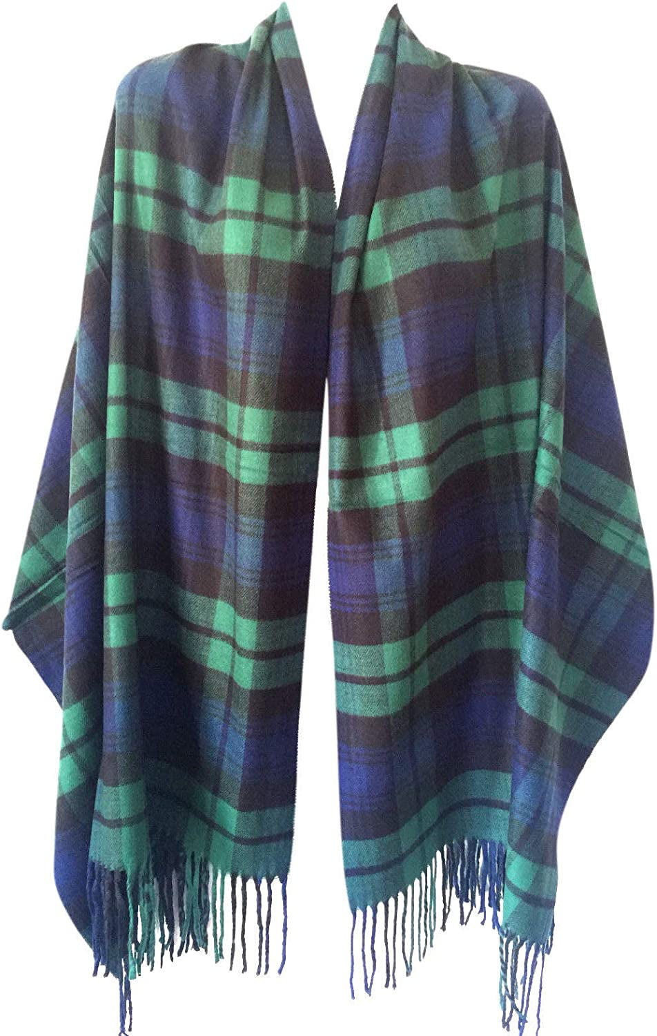 Women Oversized Scottish Clan Tartan Plaid Cashmere Feel Shawl Wrap Winter Scarf Apparel & Accessories > Clothing Accessories > Scarves & Shawls NY GOLDEN FASHION Green Tartan  