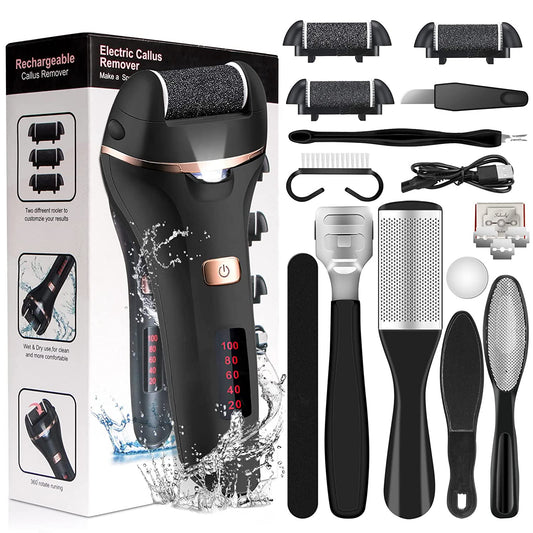 Electric Foot File Callus Remover, Rechargeable Callous Removers for Feet, Professional Foot Care Kit Foot Rasp Dead Skin Remover Pedicure Kit with Power Display for Men Women Salon or Home Best Gift Health & Beauty > Personal Care > Foot Care iToncs Black  