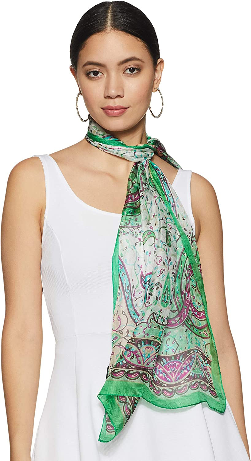 Stylore 100% Silk Scarf Long Lightweight Sunscreen Shawl Wrap Scarves Apparel & Accessories > Clothing Accessories > Scarves & Shawls Stylore D Green  