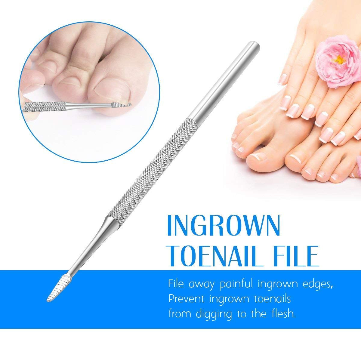 Ingrown Toenail File and Spoon Nail Cleaner Set Stainless Steel Toe Cleaner Tool for Home Use Nail Lifter Double Side Manicure Nail File Kit Foot Care Health & Beauty > Personal Care > Cosmetics > Cosmetic Tools > Nail Tools IBEET   
