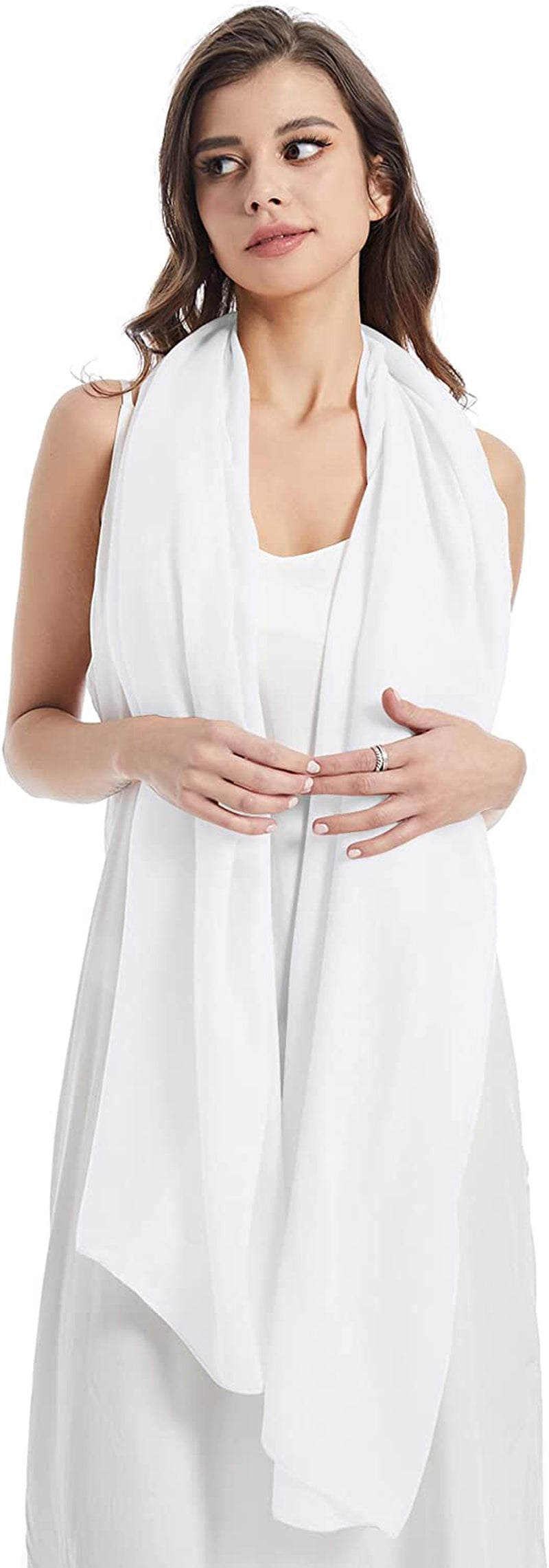 Missshorthair Womens Solid Color Scarfs Long Lightweight Scarf for Women Large Sheer Wrap Shawl Apparel & Accessories > Clothing Accessories > Scarves & Shawls MissShorthair 0 White  
