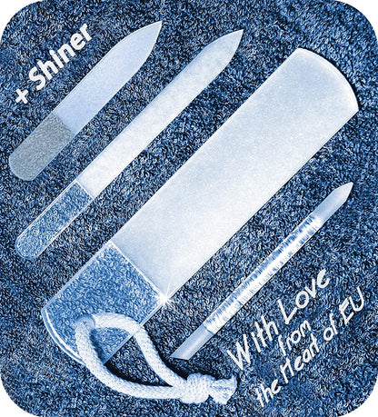 Genuine Czech Glass Nail File Set - Multi-Functional Shiner Buffer, Callus Remover Foot Rasp, Precision Filing Cuticle Pusher, Etched Surface, Manicure & Pedicure, Professional Care, Quality by GLADZY Health & Beauty > Personal Care > Foot Care Gladzy All-in-one Set - With Shiner  