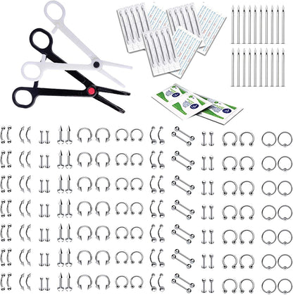 Bodyj4You 200PC Professional Body Piercing Kit 14G 16G Belly Ring Labret Tongue Tragus Jewelry Apparel & Accessories > Jewelry > Body Jewelry BodyJ4You 200 Pieces, Straight Needles  