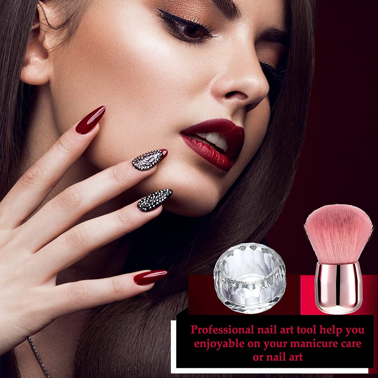Nail Dust Brush Nail Powder Brush Nail Art Cleaning Brush Acrylic Duster Brush, Nail Dappen Dish Glass Dappen Dish with Lid Glass Nail Cup Nail Glassware for Women Girls Nail Art Manicure Tools, Pink Health & Beauty > Personal Care > Cosmetics > Cosmetic Tools > Nail Tools CHENGU   