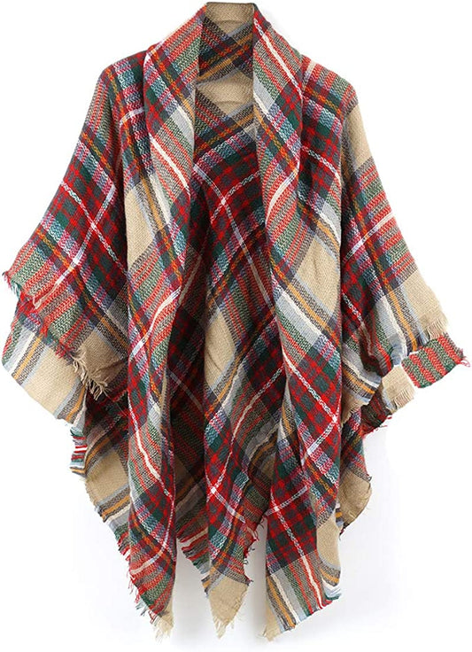 Neal LINK Women'S Plaid Scarf Blanket Wrap Warm Tartan Checked Shawl Tartan Scarves Pashmina Cape Apparel & Accessories > Clothing Accessories > Scarves & Shawls Neal LINK Red  