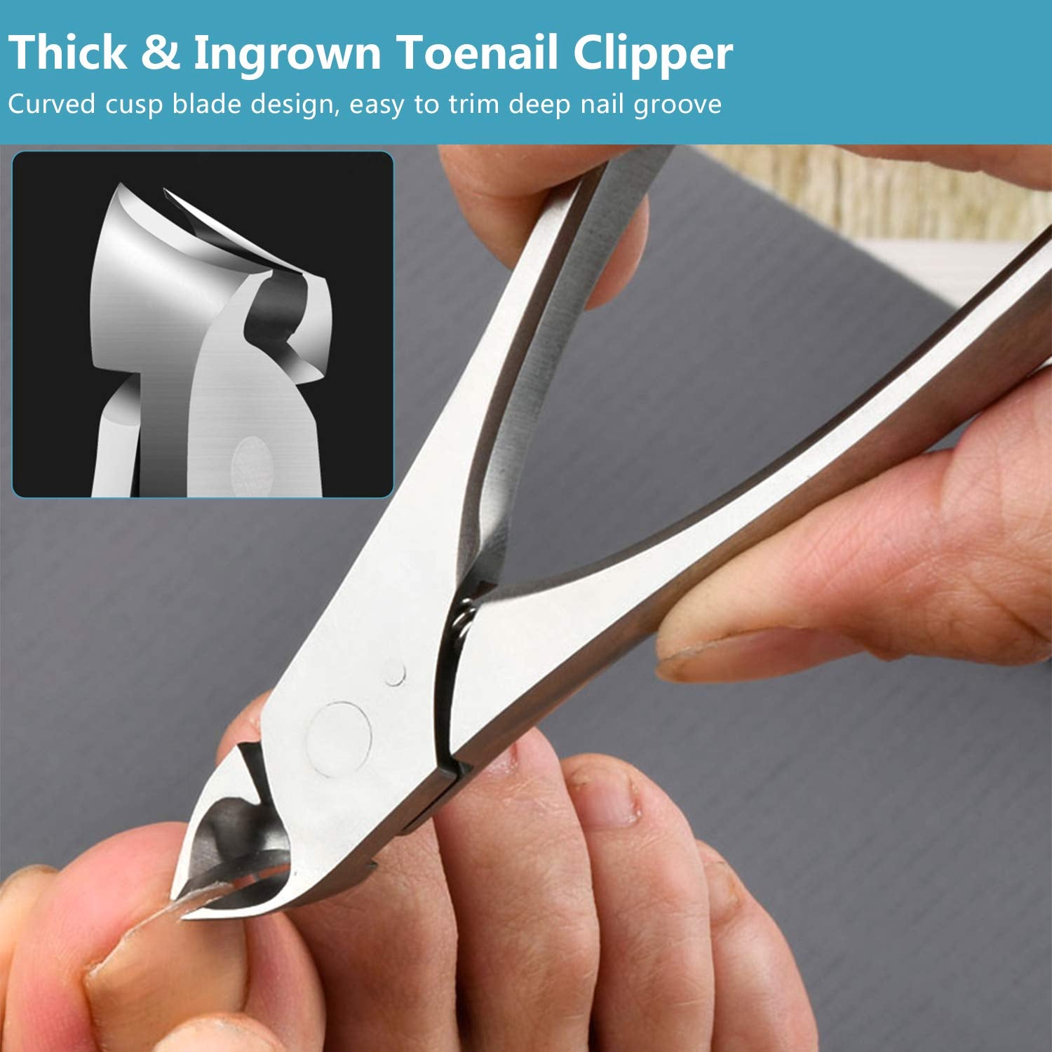 Nail Clippers for Thick Nails, Professional Ingrown Toenail Clippers Podiatrist Tools, Wide Jaw Opening Thick Nail Clippers, Stainless Steel Large Toenail Clippers Pedicure Kit 4 Pcs for Seniors & Men Health & Beauty > Personal Care > Cosmetics > Cosmetic Tools > Nail Tools Ousen Beauty   