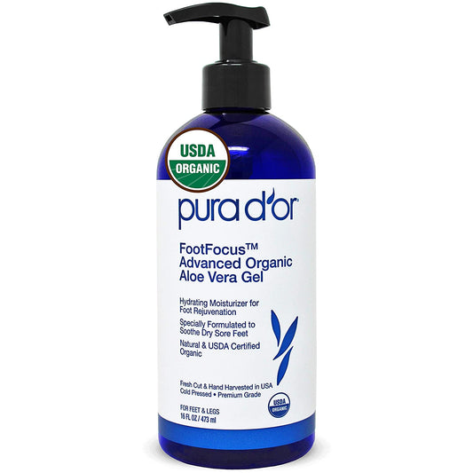 PURA D'OR Footfocus Advanced Organic Aloe Vera Gel (16Oz) Hydrating Moisturizing Foot Care - Rejuvenates & Soothes Dry, Sore Feet & Legs - Helps Reduce Odor - for Men & Women Health & Beauty > Personal Care > Foot Care PURA D'OR   