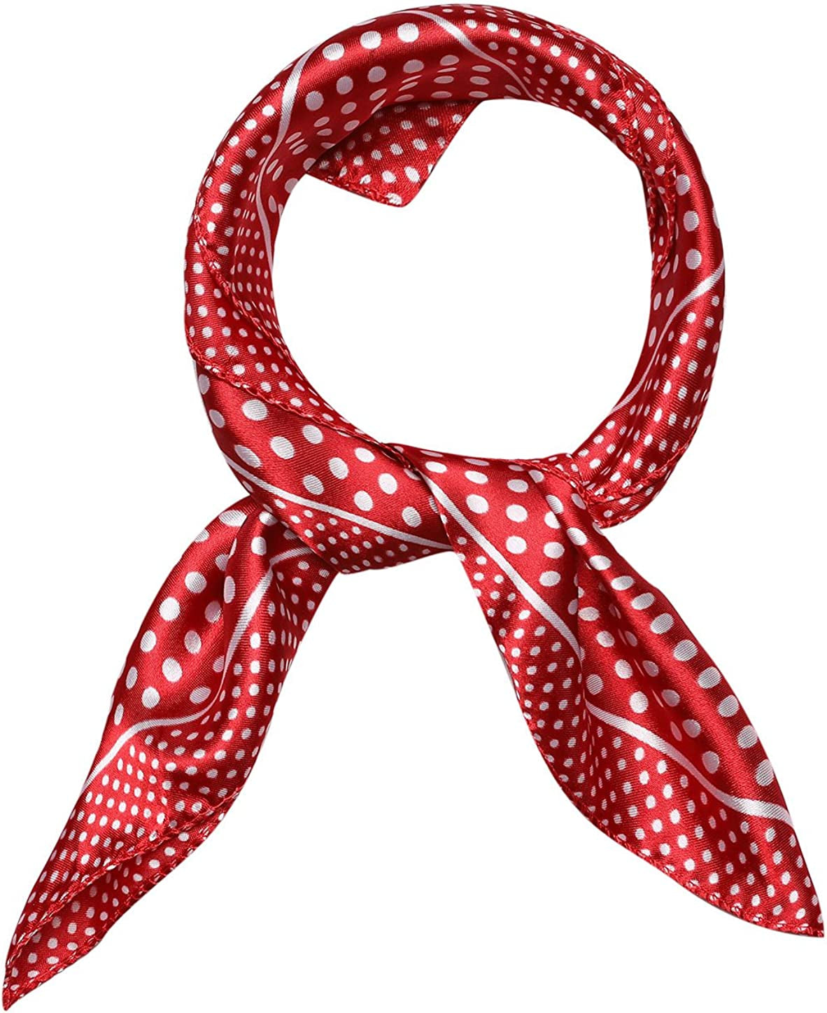 Uxcell Women'S Floral Leopard Polka Dots Striped Print Square Kerchief Neck Scarf Shawl Apparel & Accessories > Clothing Accessories > Scarves & Shawls uxcell Red-dots 19.5*19.5 