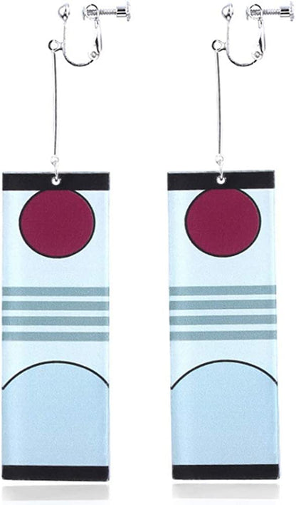 Demon Slayer Tanjiro &Hanafuda Earrings, Acrylic Earrings, Kimetsu No Yaiba Cosplay Anime Earrings Apparel & Accessories > Jewelry > Earrings FunMular ear clips A  