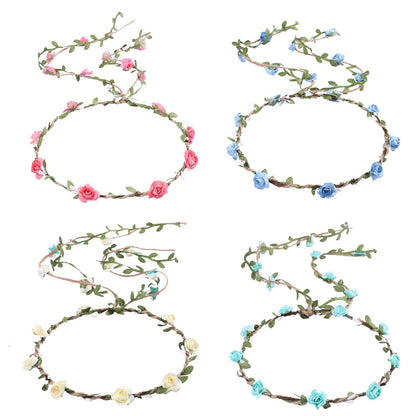 Whaline 4 Pcs Flower Crown Floral Wreath Headband Floral Garland Headbands Bohemian Style Headdress for Wedding Bride Bridal Headwear Party Festivals Hair Accessories (4 Color) Apparel & Accessories > Clothing Accessories > Headwear Whaline   