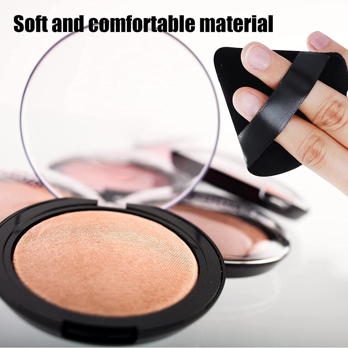 Sibba 12Pcs Powder Puff Triangle Shape Face Makeup Puff for Loose Powder Foundation Soft Cosmetic Sponge Wet and Dry Powder Puff Pads Large Body Cotton Powder Cushion Puffs (Black) Health & Beauty > Personal Care > Cosmetics > Cosmetic Tools > Makeup Tools Sibba   