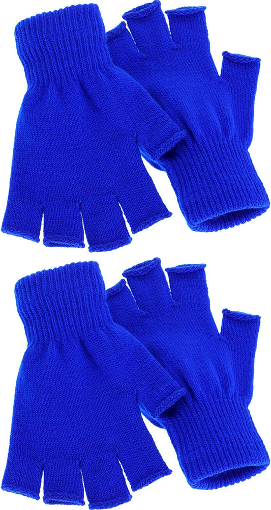 Satinior 2 Pair Unisex Half Finger Gloves Winter Stretchy Knit Fingerless Gloves in Common Size Apparel & Accessories > Clothing Accessories > Gloves & Mittens SATINIOR Blue  