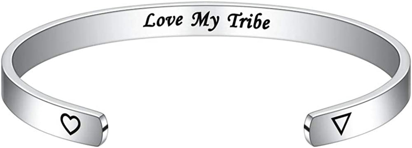 M MOOHAM Bracelets for Women- Engraved Quote Inspirational Bracelet Birthday Christmas Funny Gifts for Best Friend, Daughter, Son, Sister, Niece, Mom, Coworkers, Stainless Steel Jewelry Apparel & Accessories > Jewelry > Bracelets M MOOHAM Love my tribe  