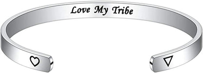 M MOOHAM Bracelets for Women- Engraved Quote Inspirational Bracelet Birthday Christmas Funny Gifts for Best Friend, Daughter, Son, Sister, Niece, Mom, Coworkers, Stainless Steel Jewelry Apparel & Accessories > Jewelry > Bracelets M MOOHAM Love my tribe  