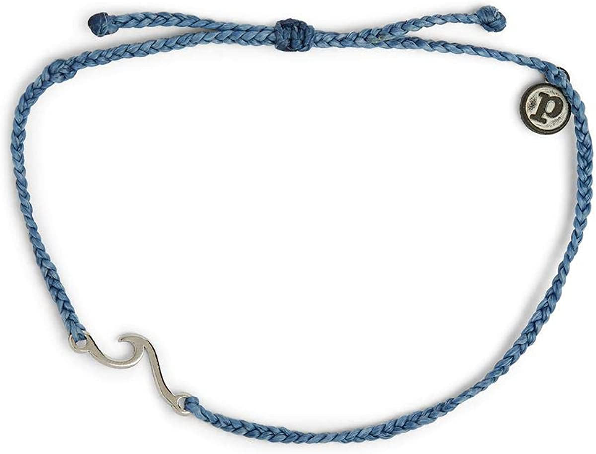 Pura Vida Gold or Silver or Rose Gold Shoreline Anklet W/Plated Charm - Adjustable Band, 100% Waterproof Apparel & Accessories > Jewelry > Anklets Pura Vida Denim Blue  
