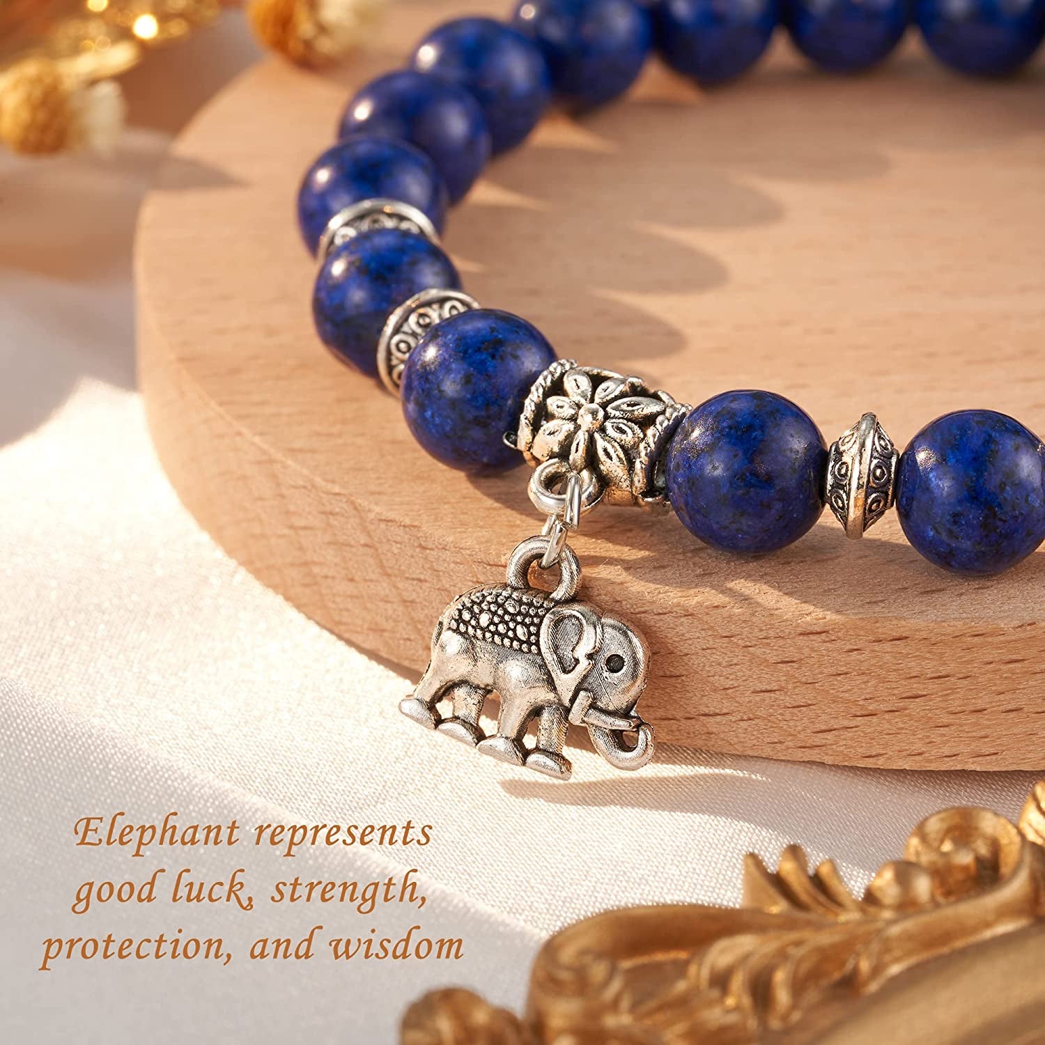 HGDEER Farewell Gifts, Natural Stone Lucky Elephant Bracelets Goodbye Retirement Gifts for Women Men Apparel & Accessories > Jewelry > Bracelets HGDEER   