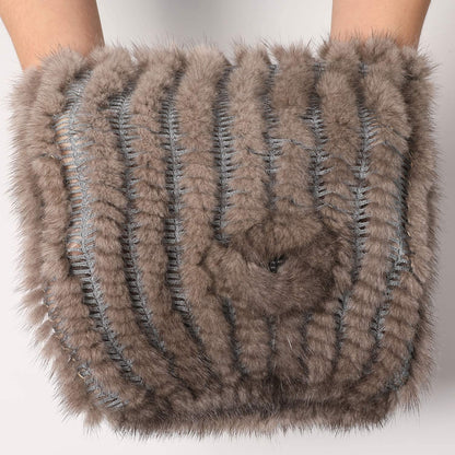 Valpeak Womens Winter Mittens Knitted Mink Fur Gloves Fingerless Arm Warmers Cold Weather Elasticity Apparel & Accessories > Clothing Accessories > Gloves & Mittens Valpeak   