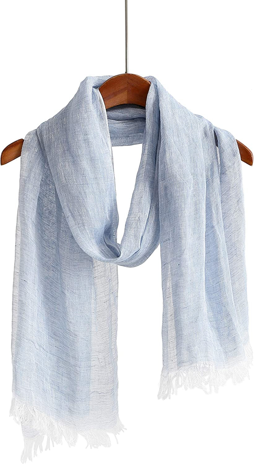Jeelow Lightweight Summer Scarf Light Shawl Wrap Linen Feel Scarves for Men and Women Apparel & Accessories > Clothing Accessories > Scarves & Shawls Jeelow Blue Original  
