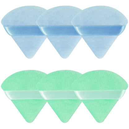 Pimoys 6 Pieces Powder Puff Face Soft Triangle Makeup Puff for Loose Powder Body Powder, Wedge Shape Velour Cosmetic Sponge for Contouring, under Eyes and Corners, Beauty Makeup Tools Health & Beauty > Personal Care > Cosmetics > Cosmetic Tools > Makeup Tools Pimoys Blue and Green  