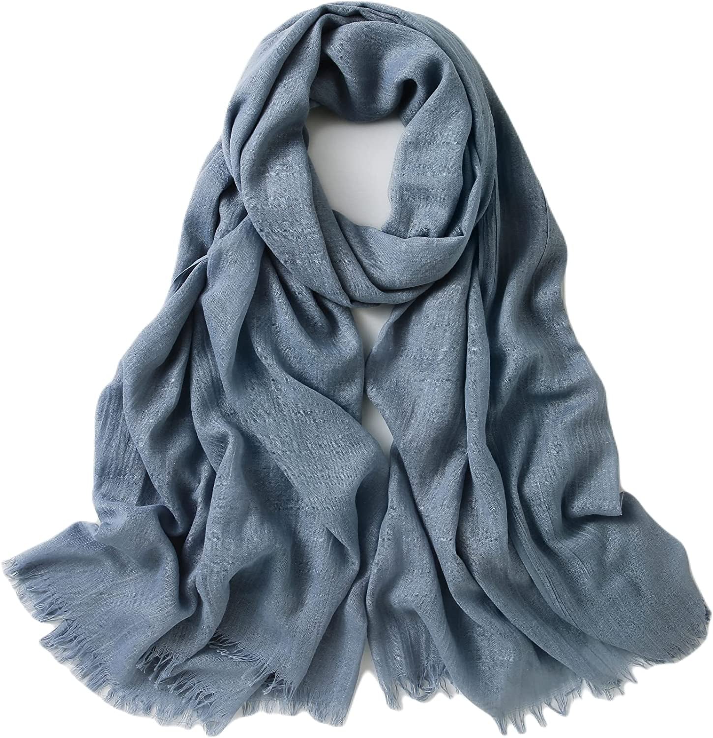 Jeelow Cotton Feel Scarf Shawl Wrap Soft Lightweight Scarves and Wraps for Men Women Apparel & Accessories > Clothing Accessories > Scarves & Shawls Jeelow Light Blue  