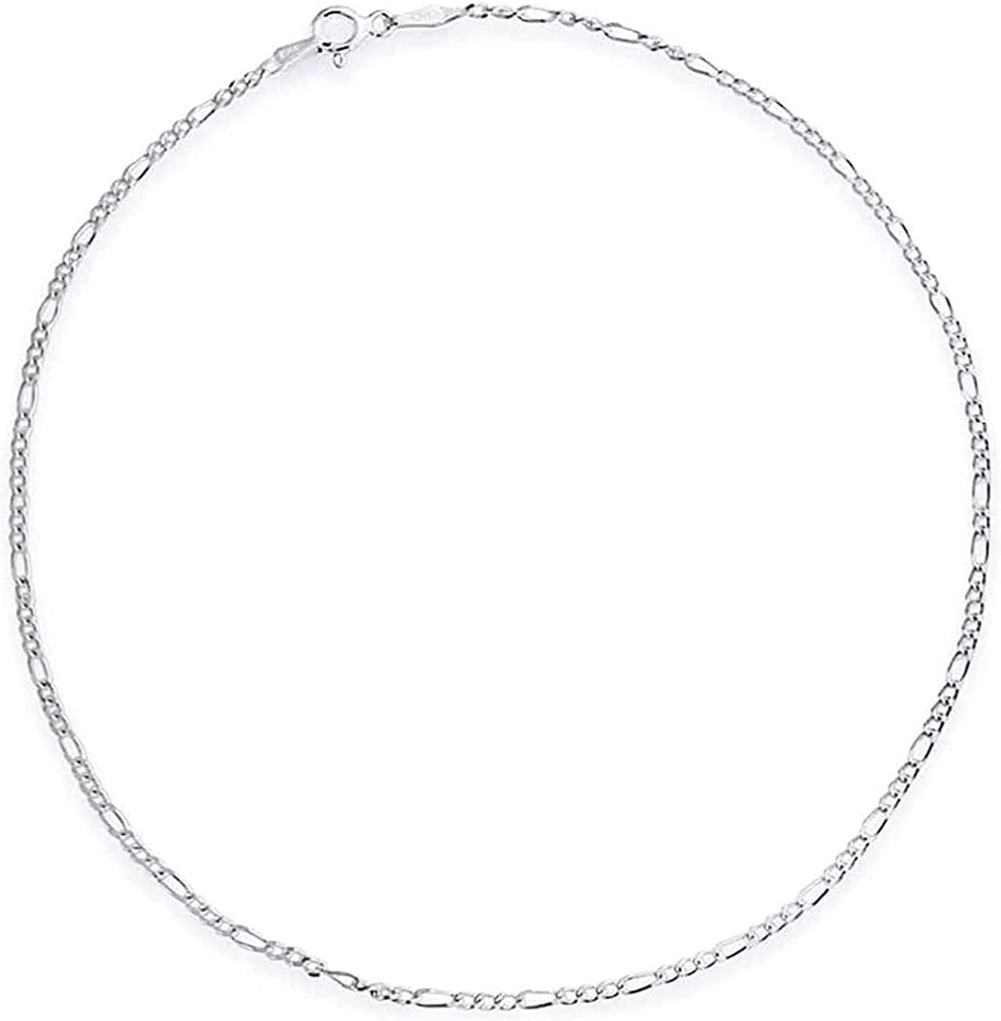 Savlano 925 Sterling Silver Solid Italian Figaro, Rope,Herringbone, Curb, Ball Bead, Snake, Mariner Chain Anklet for Women & Girls, Comes in 0.8Mm - 5Mm Gift Box Apparel & Accessories > Jewelry > Anklets Savlano Figaro 1.5mm 10.0 Inches 
