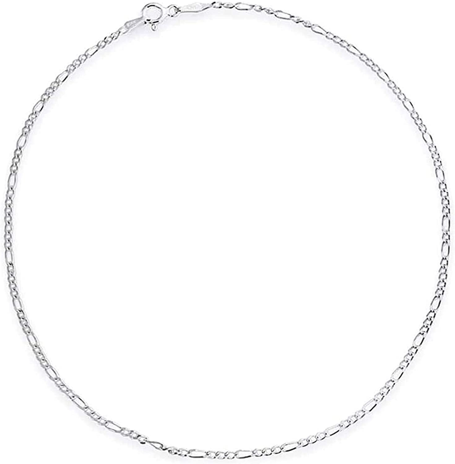 Savlano 925 Sterling Silver Solid Italian Figaro, Rope,Herringbone, Curb, Ball Bead, Snake, Mariner Chain Anklet for Women & Girls, Comes in 0.8Mm - 5Mm Gift Box Apparel & Accessories > Jewelry > Anklets Savlano Figaro 1.5mm 10.0 Inches 