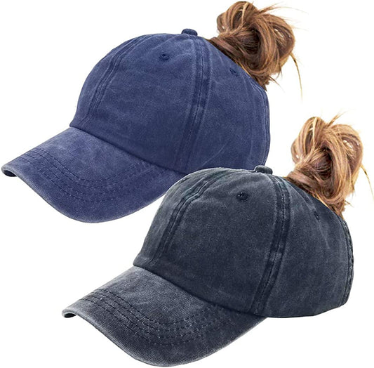 Eohak Ponytail Baseball Hat Distressed Retro Washed Womens Twill Apparel & Accessories > Clothing Accessories > Hats KYLIE MAX   