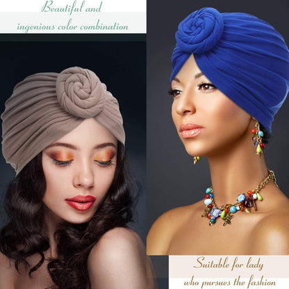 SATINIOR 6 Pieces Women African Turban Flower Knot Pre-Tied Bonnet Beanie Cap Headwrap Apparel & Accessories > Clothing Accessories > Headwear SATINIOR   