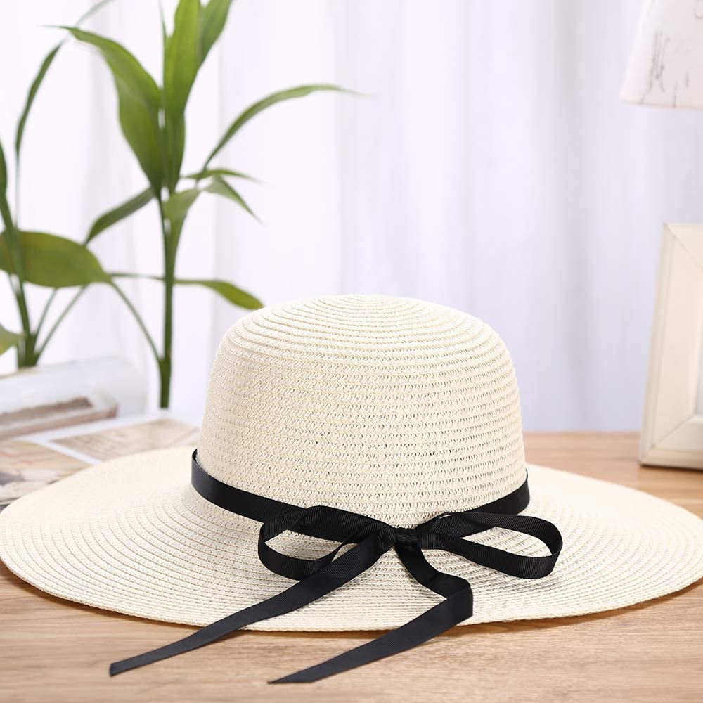 Sun Hats Floppy Foldable Bowknot Large Wide Brim Straw Women'S Hats Summer Beach Beach Cap UV Protection Apparel & Accessories > Clothing Accessories > Hats FunYun   