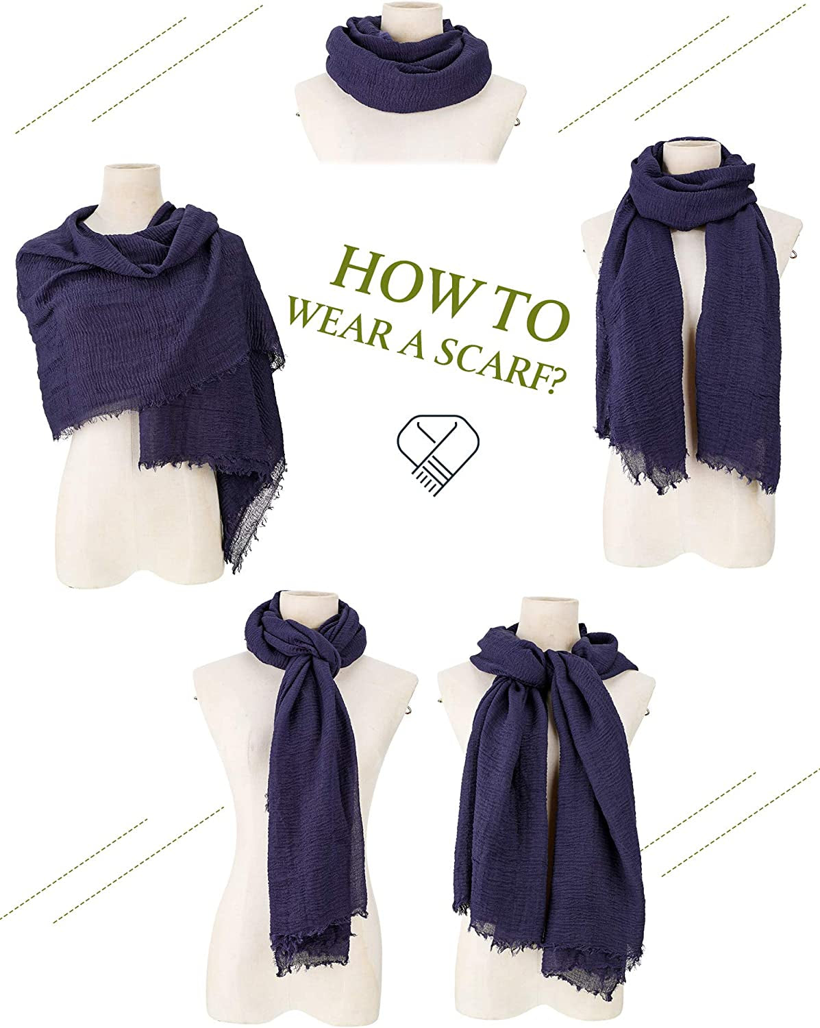 Women Scarf Shawl Blend Crinkle Scarf Wrap Head Scarf for All Seasons Apparel & Accessories > Clothing Accessories > Scarves & Shawls Geyoga   