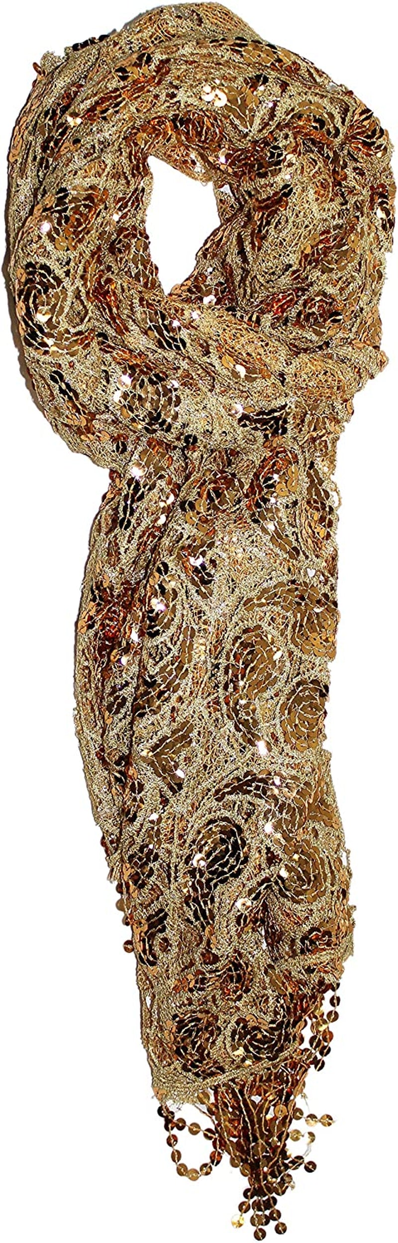 Ted & Jack - Luxe Bedazzled Sequin and Sparkle Scarf Apparel & Accessories > Clothing Accessories > Scarves & Shawls Ted and Jack Gold Paisley  