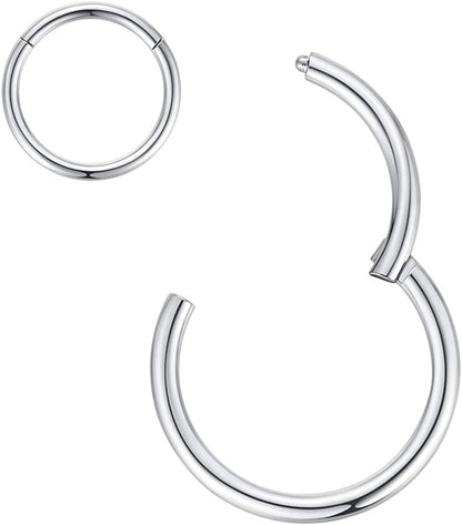 ORANGELOVE Hypoallergenic Nose Rings 20G 18G 16G 14G 12G 10G 8G 316L Surgical Steel Septum Jewelry Hinged Segment Ring Body Piercing Nose Hoop Lip Rings Nose Helix Cartilage Rook Earrings Apparel & Accessories > Jewelry > Rings ORANGELOVE 1pc 14g 13mm Silver  