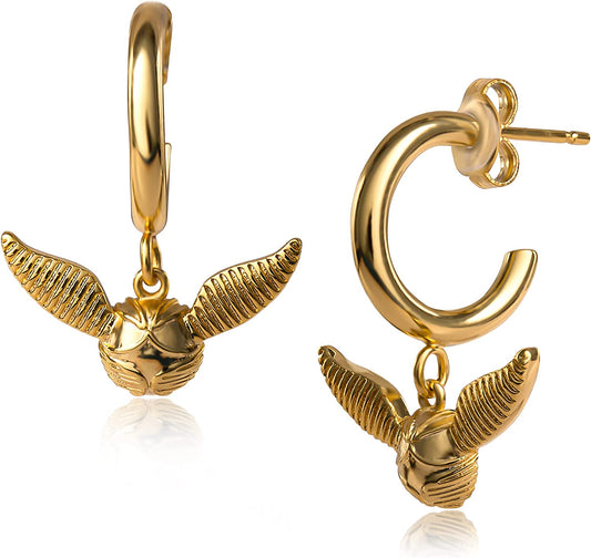 Harry Potter Jewelry, Gold Plated Hoop Dangles, Golden Snitch Pierced Earrings Apparel & Accessories > Jewelry > Earrings Harry Potter   