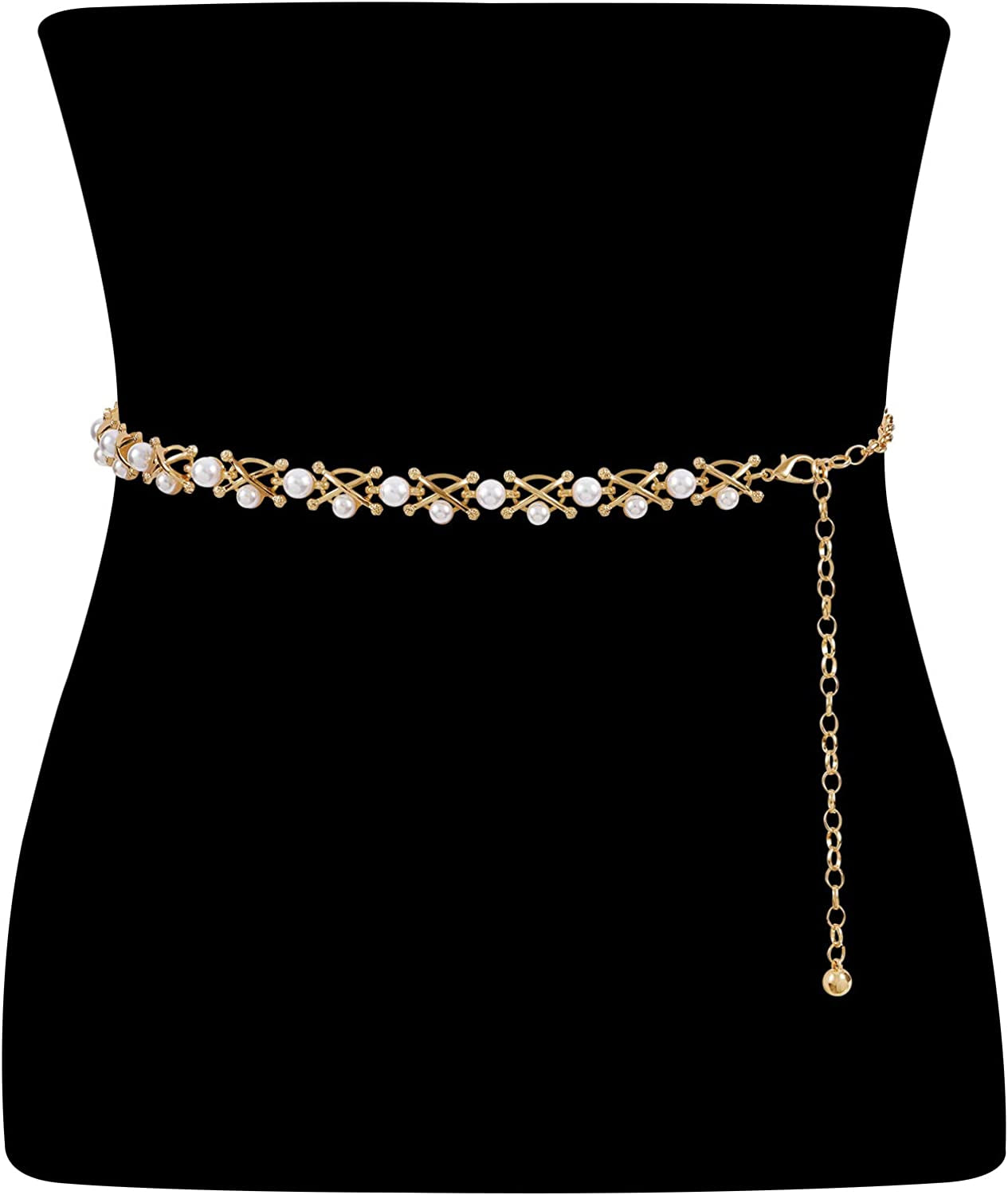 Metal Waist Chain Women Girls Adjustable Body Link Belts Fashion Belly Jewelry for Jeans Dresses Gold Apparel & Accessories > Jewelry > Body Jewelry WHIPPY 5-gold M: Fit for Waist up to 36 Inches 