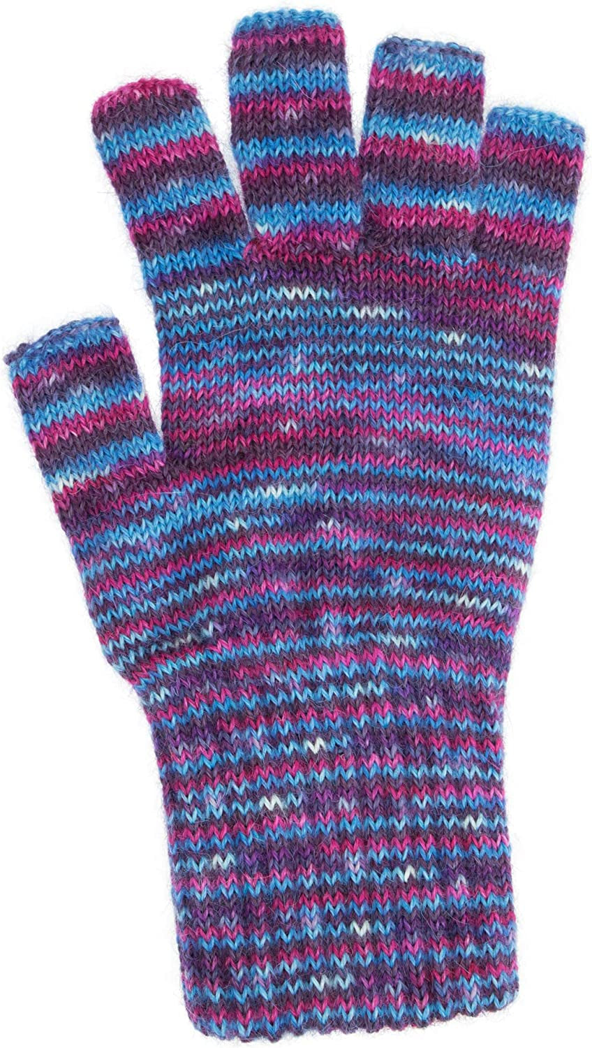 Darn Warm Alpaca Fingerless Gloves (90% Alpaca) Apparel & Accessories > Clothing Accessories > Gloves & Mittens AndeanSun Purple and Blue Small 