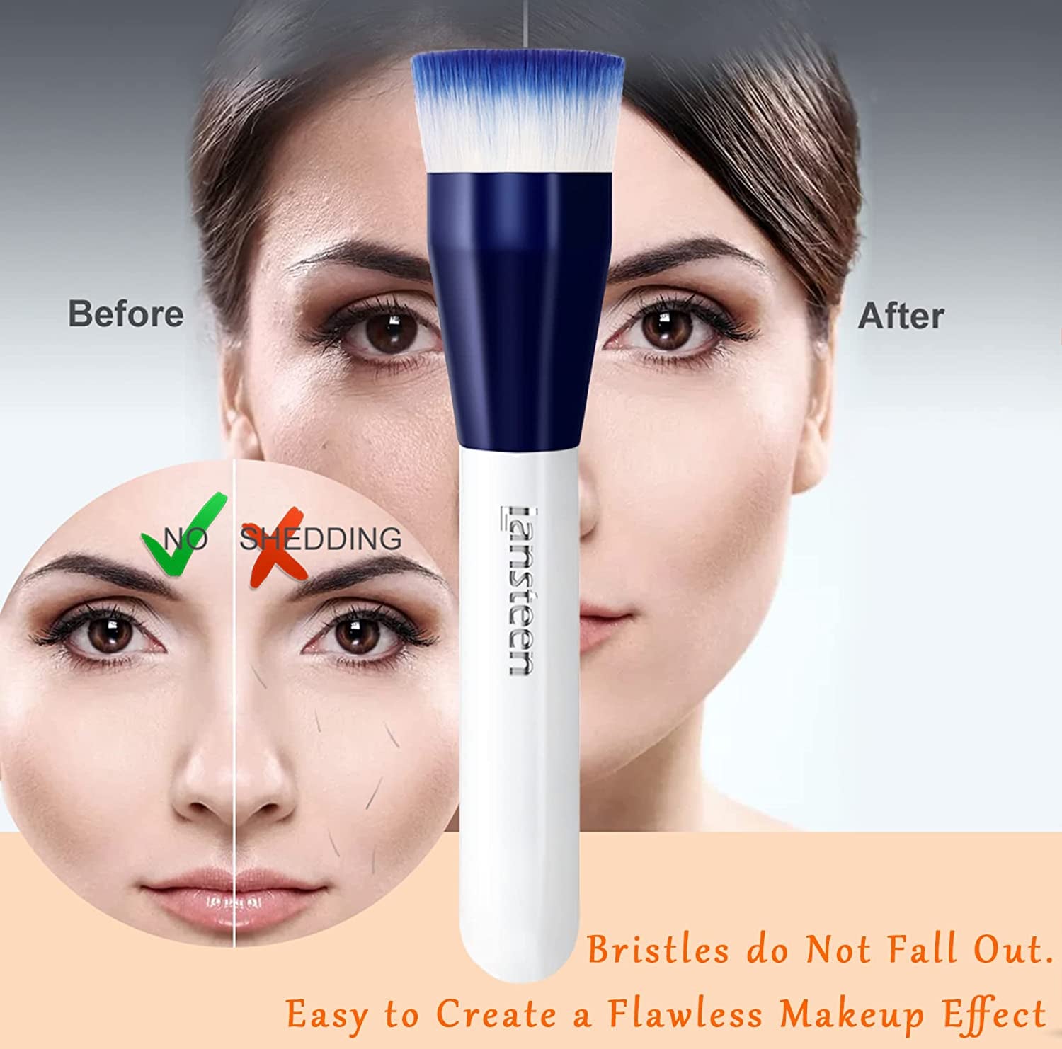 Lansteen Flat Top Foundation Brush-Premium Kabuki Foundation Brush for Liquid Makeup, Cream, Mineral Powder,Blending Buffing Face Make up Tools Health & Beauty > Personal Care > Cosmetics > Cosmetic Tools > Makeup Tools Lansteen   