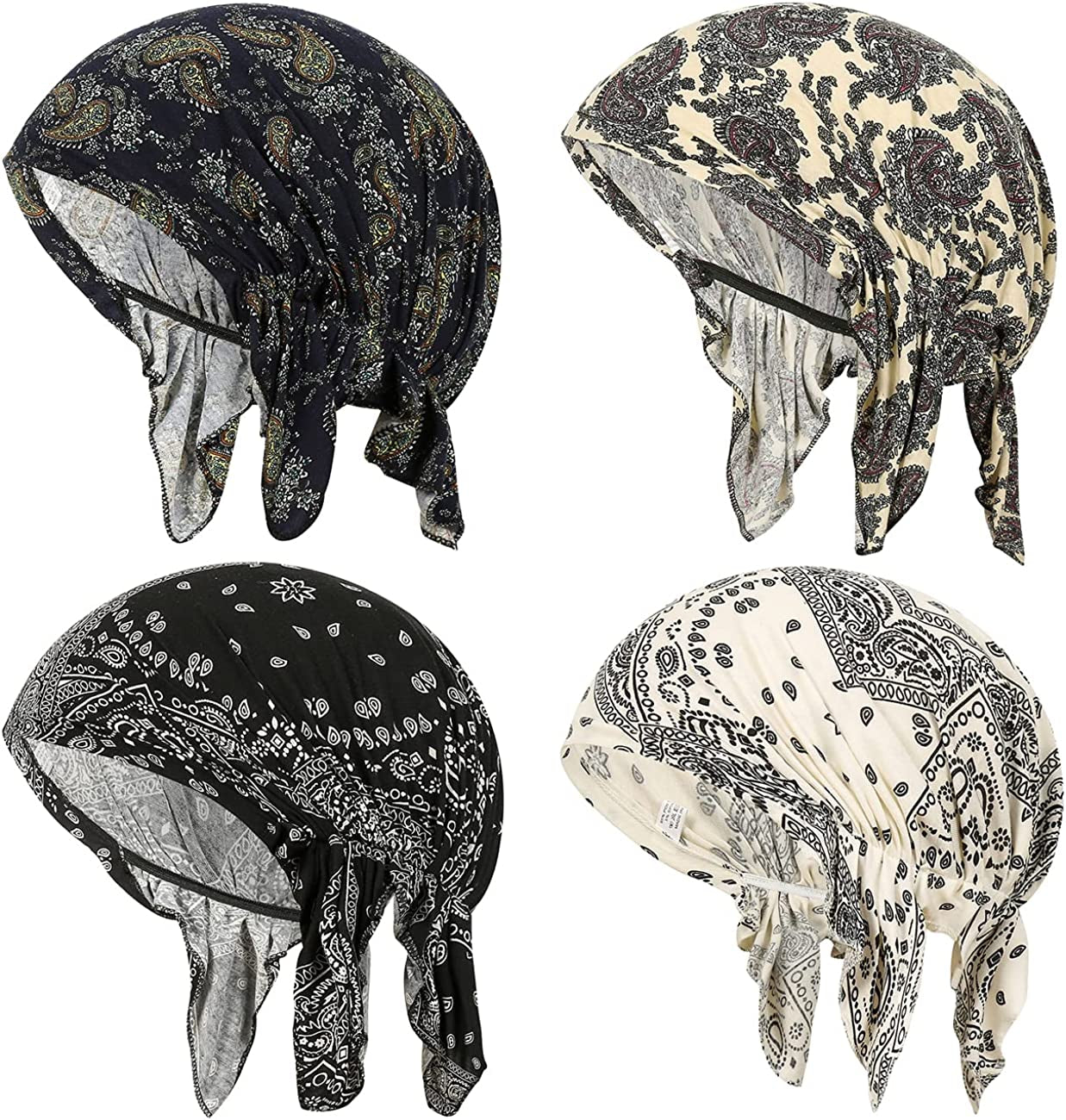 Summer Chemo Scarf Lightweight Silky Beanie Ruffle Cap Cancer Headwear for Womens Apparel & Accessories > Clothing Accessories > Headwear DancMolly Style B  