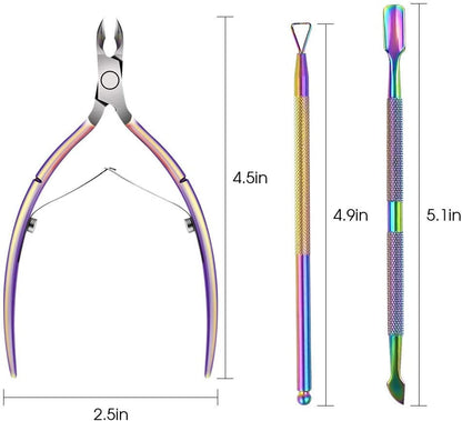 Cuticle Trimmer with Cuticle Pusher, JUNHCZOY Cuticle Remover Cuticle Nippers Professional Stainless Steel Cuticle Cutter Clippers Manicure Pedicure Tools for Fingernails and Toenails Health & Beauty > Personal Care > Cosmetics > Cosmetic Tools > Nail Tools JUNHCZOY   