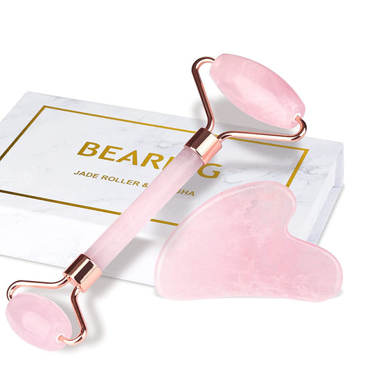 Jade Roller & Gua Sha Set, Bearkig Jade Roller for Face, Anti-Aging Rose Quartz Face Roller for Skin Care, Beauty Facial Roller Massager Tools for Face, Eye, Neck, Reduce Wrinkle & Dark Circle Health & Beauty > Personal Care > Cosmetics > Cosmetic Tools > Skin Care Tools BearKig   