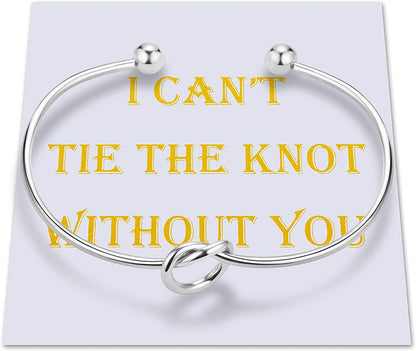 CHICNOW I Can'T Tie the Knot without You Bridesmaid Gift Cards Bridesmaid Bracelets Silver Tone- Set of 4,5,6 Apparel & Accessories > Jewelry > Bracelets Chicnow C. Silver Tone 1PCs  
