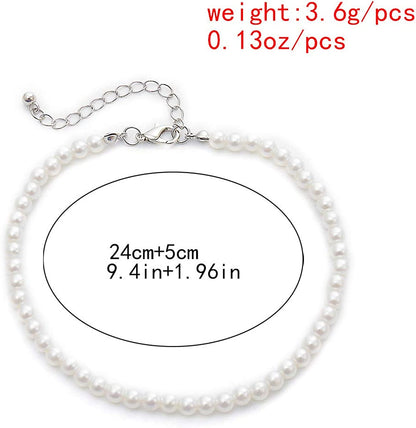 COLORFUL BLING 1Pc Pearl Handmade Anklet Simple Imitation Pearls Hand Woven Boho Foot Jewelry Anklet Bracelet Summer Beach for Women Girls Apparel & Accessories > Jewelry > Anklets COLORFUL BLING   
